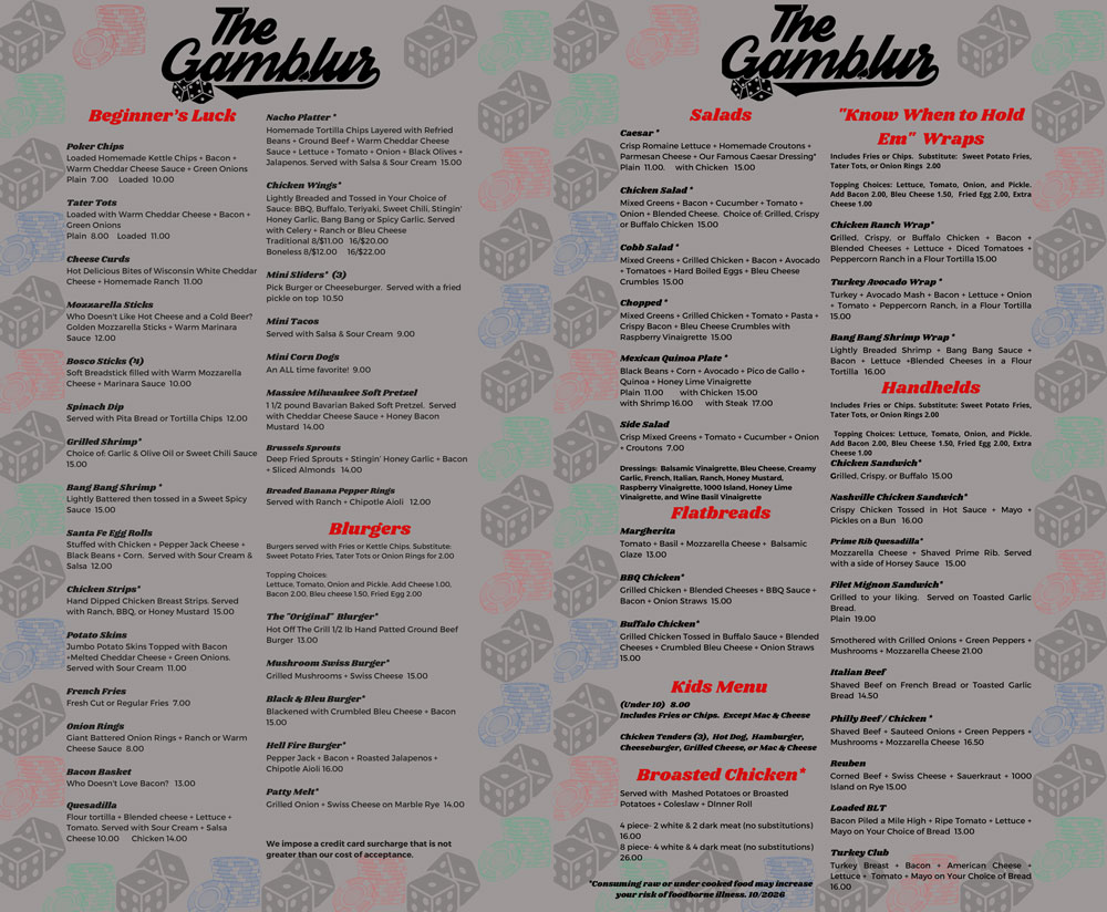 The Gamblur menu